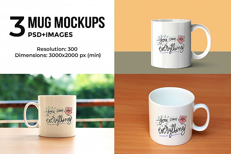 3 Mug Mock-ups