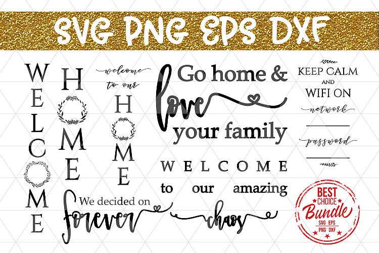 Home Bundle SVG File, Rustic SVG, Wood Sign Sayings DXF PNG