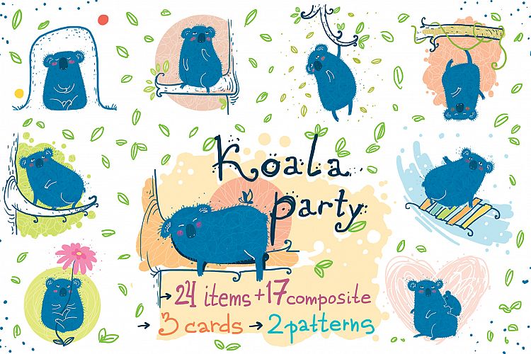 Koala Party -9 koalas and the nature