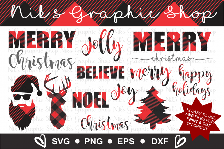 Christmas Svg, Buffalo Plaid Svg, Plaid Merry Christmas Svg