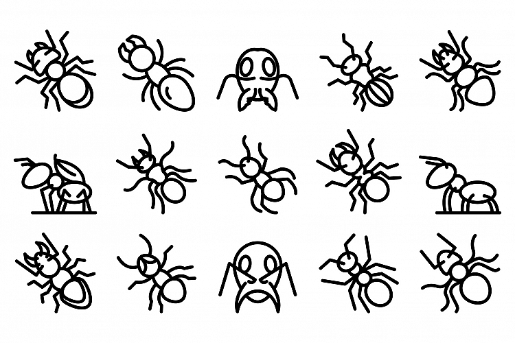 Ant icons set, outline style example image 1
