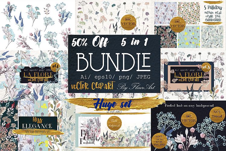 Flora Huge illustration bundle 50 off
