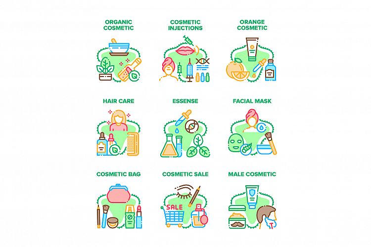 Cosmetic Treatment Set Icons Vector Illustrations example image 1