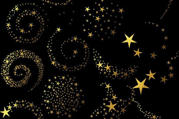 Gold Foil Swirling Stars Clipart
