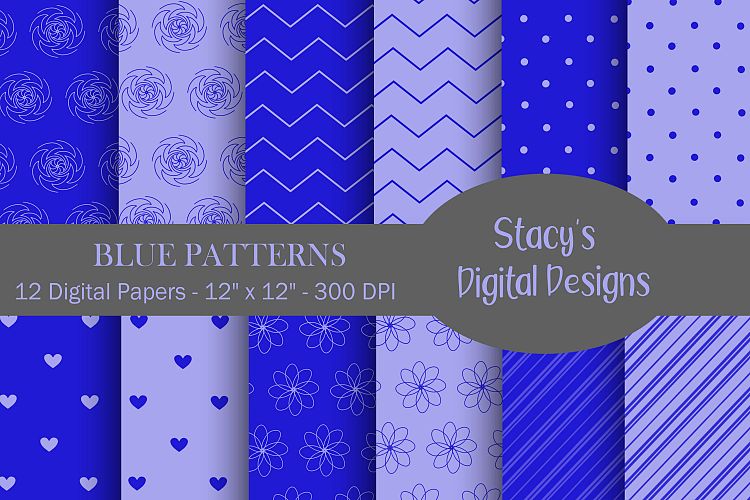 Blue Patterns - 12 Digital Papers