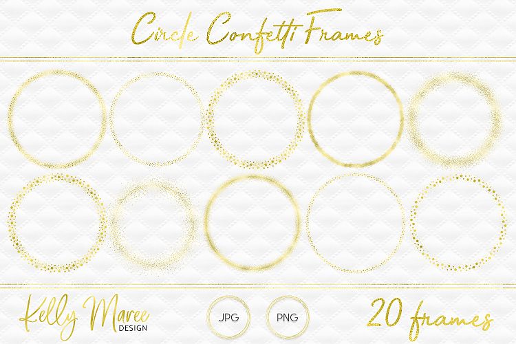 Gold Circle Confetti Frames