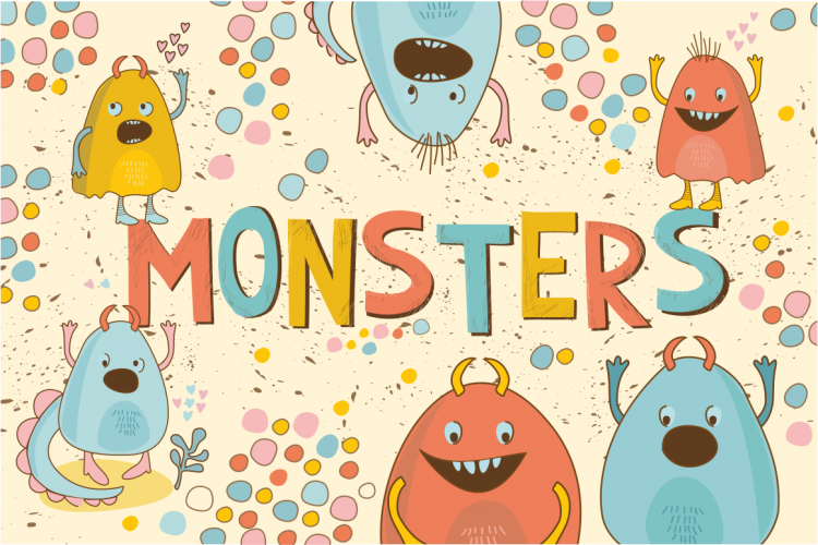 Cute Little Monsters(vector,jpg,png)