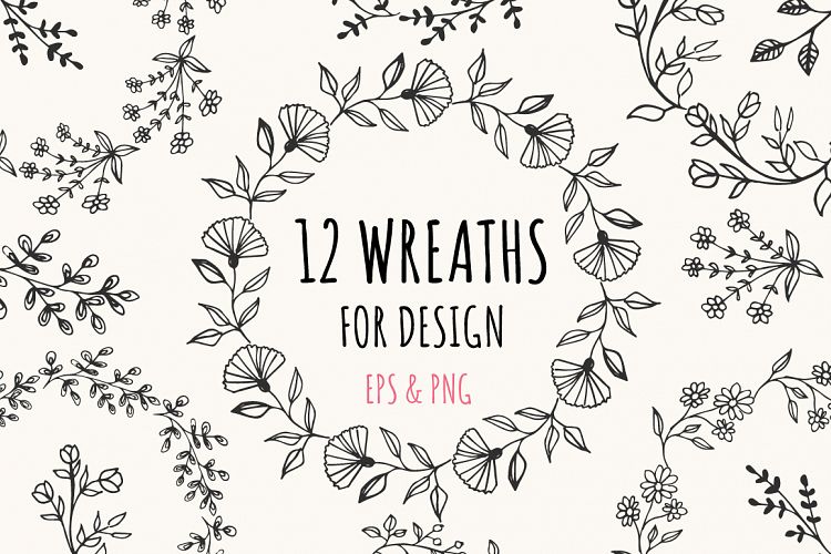 12 wreaths for design EPS & PNG