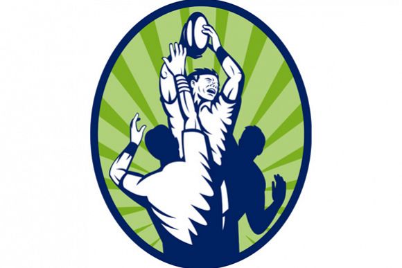 Rugby Player Catching Lineout Ball example image 1
