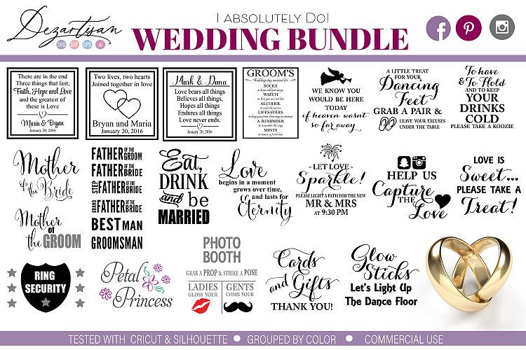 I Absolutely Do Wedding Bundle DXF SVG Cut Ready