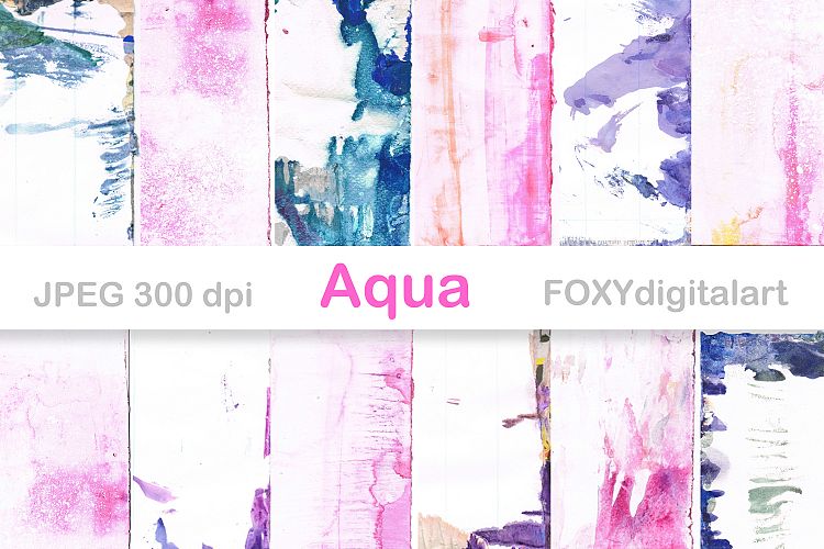 Watercolor Digital Paper Hand Painted Paint Brush Strokes 