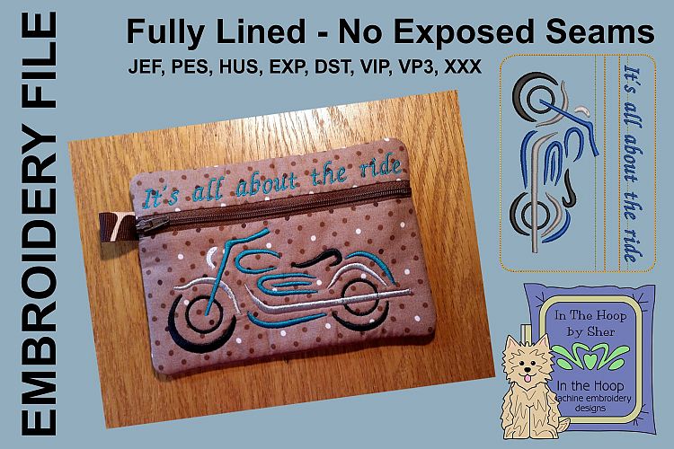 Motorcycle Zipper Bag - Fully Lined, 5X7 HOOP