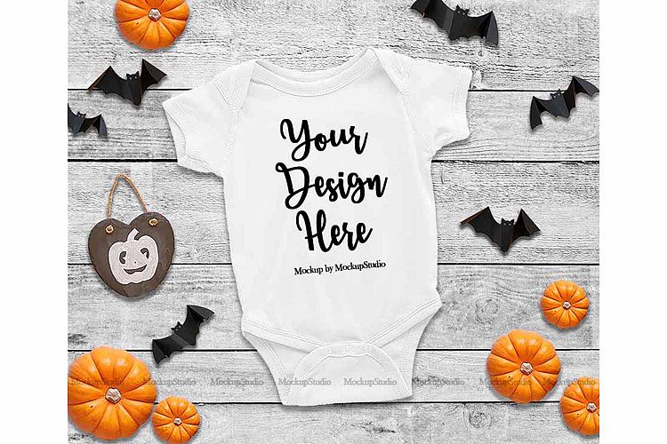 Halloween Newborn White Blank Baby Bodysuit Mock Up Display