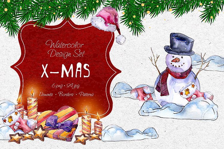 X-Mas PNG watercolor set