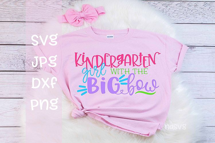 Kindergarten girl with the big bow, School, SVG