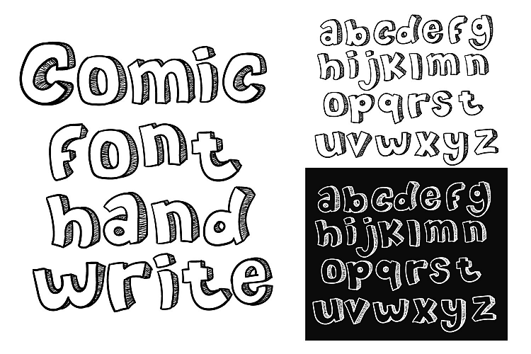 comic font hand write doodle vector a-z