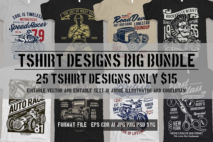 25 Premium Tshirt Designs Big Bundle 3