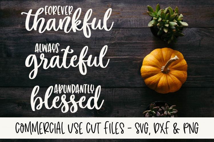Thankful Grateful Blessed - SVG, DXF   PNG