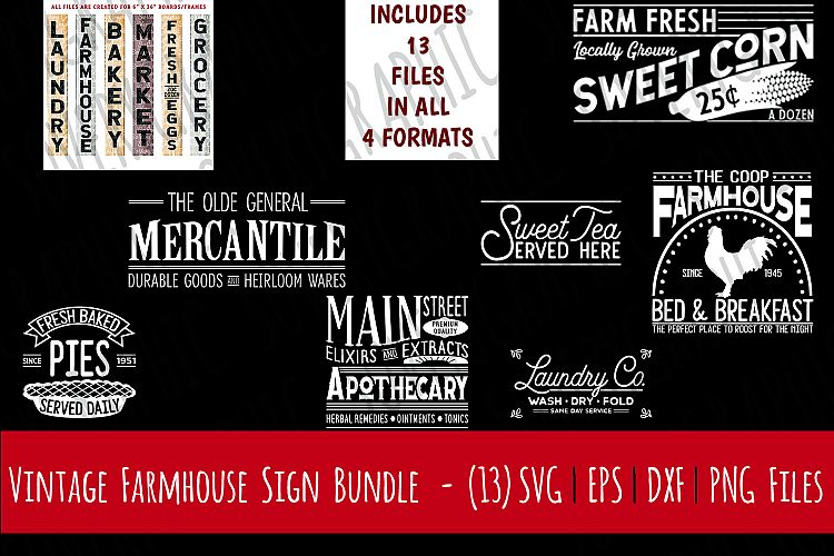 Vintage Farmhouse Sign Bundle | 13 Designs | SVG | PNG