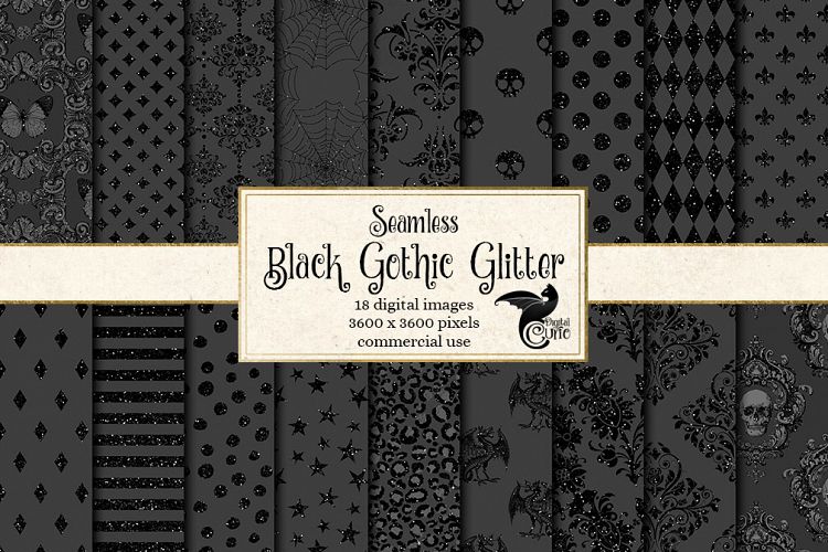 Black Glitter Gothic Digital Paper