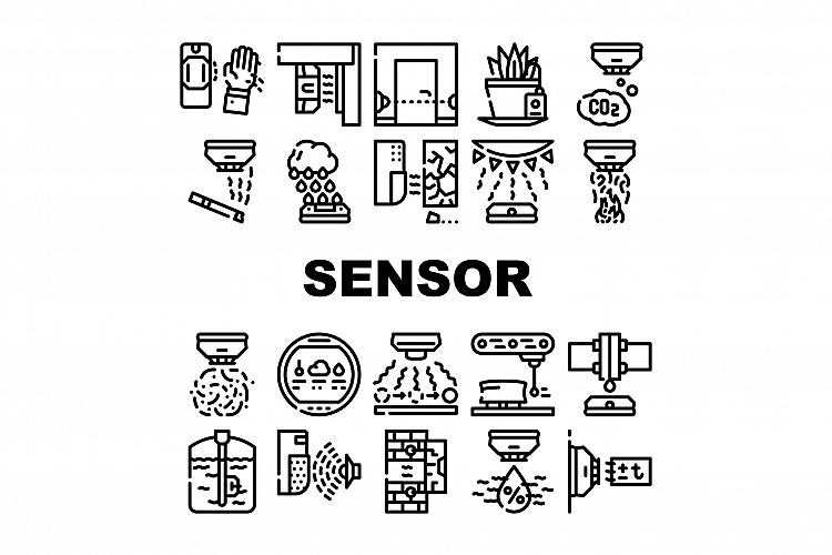 Sensor Electronic Tool Collection Icons Set Vector example image 1