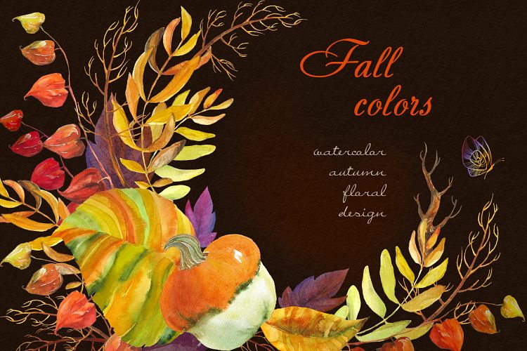 Fall colors. Watercolor collection