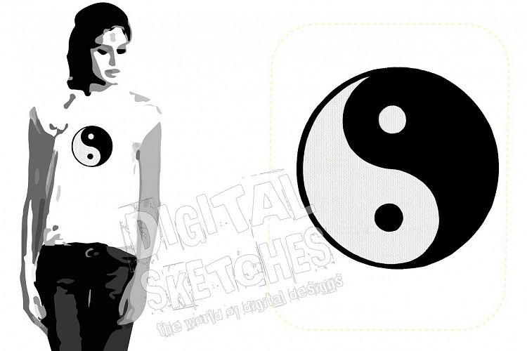 Yin Yang Machine Embroidery Design 6 Sizes