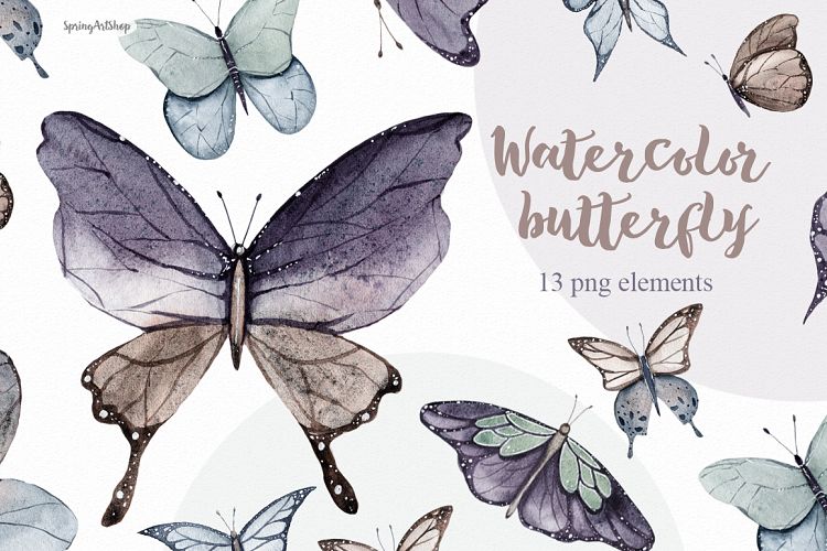 Spring watercolor butterfly Watercolor clipart illustration