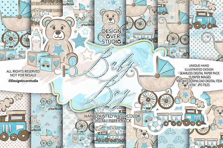 Baby Boy digital paper pack