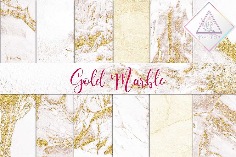 White Marble   Gold Digital Paper