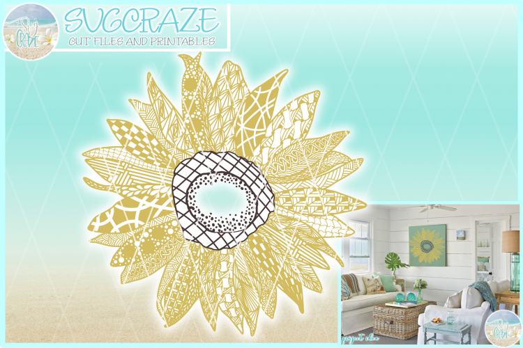 Download Sunflower Mandala Zentangle SVG