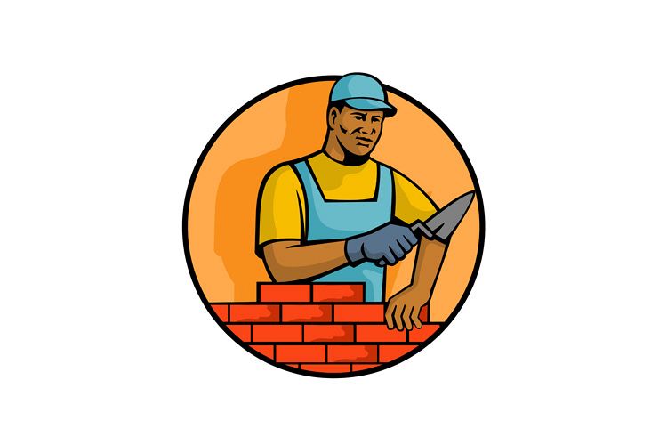 African American Bricklayer Mascot