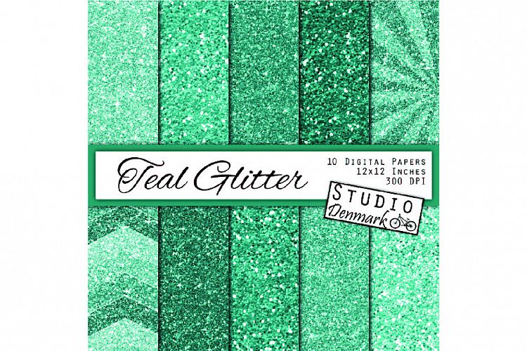 Teal Glitter Digital Paper