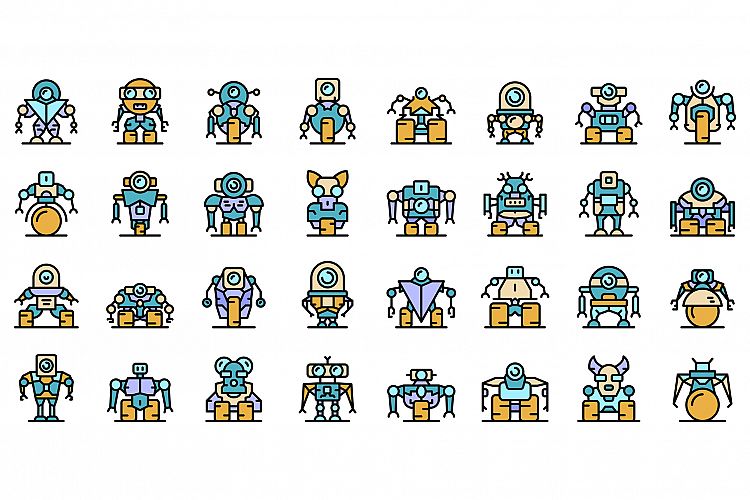 Robot-transformer icons vector flat example image 1