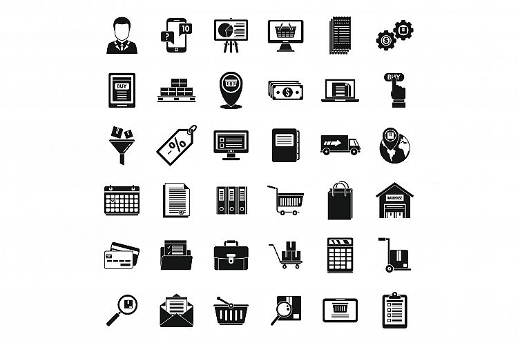 Purchasing Manager finance icons set, simple style example image 1
