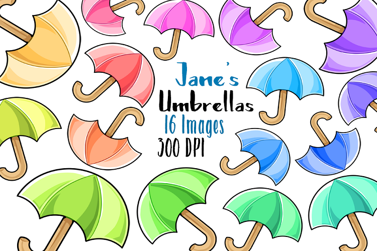 Kawaii Umbrellas Clipart