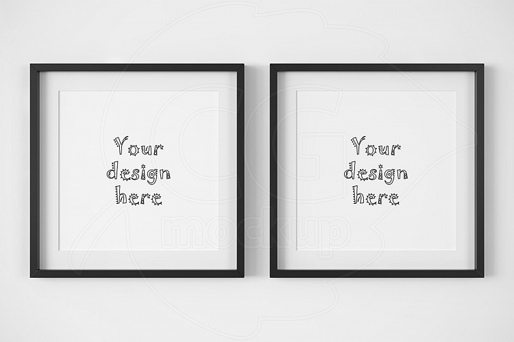 2 simple black square frame mockup
