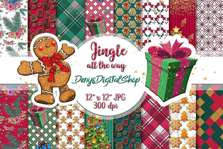 Christmas papers, jingle all the way, Scrapbook, holidays