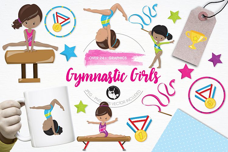 Gymnastic Girls graphics and illustrations