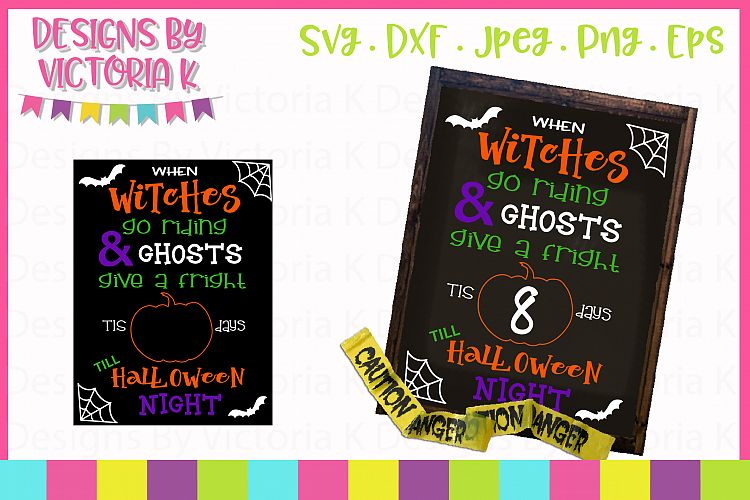 Halloween Countdown, Chalkboard Design, SVG, DXF, PNG