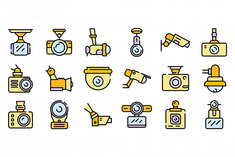 DVR camera icons vector flat example image 1