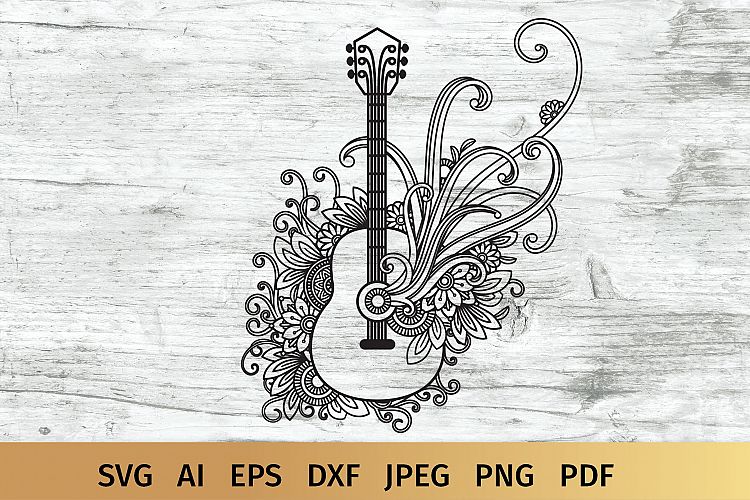 Download Floral Guitar SVG