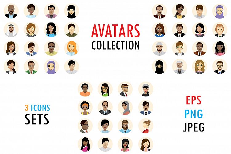 People avatars icons flat collection