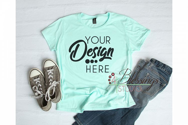 Anvil Tshirt Mockup 880 Womens Shirt Mockup Teal Ice Shirt