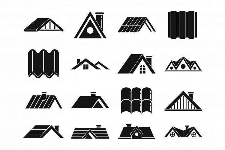 Roof icons set, simple style example image 1