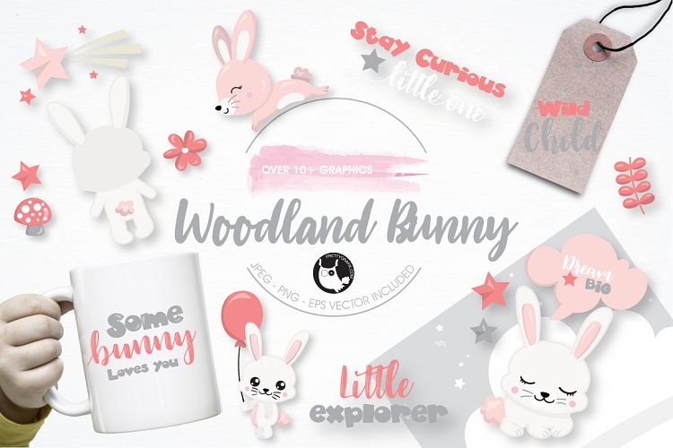 Woodland bunny graphics and illustrations