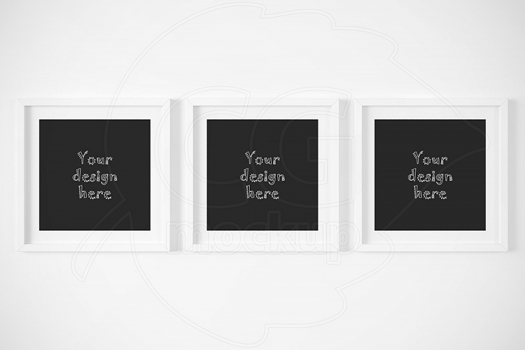Set of 3 square matted frame mockups