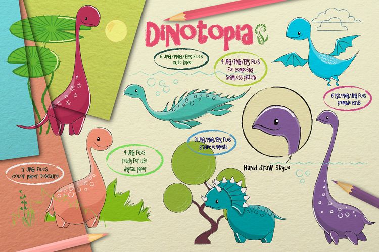 Huge Dinotopia Bundle. Lovely Dino. Dinosaurs Collection.