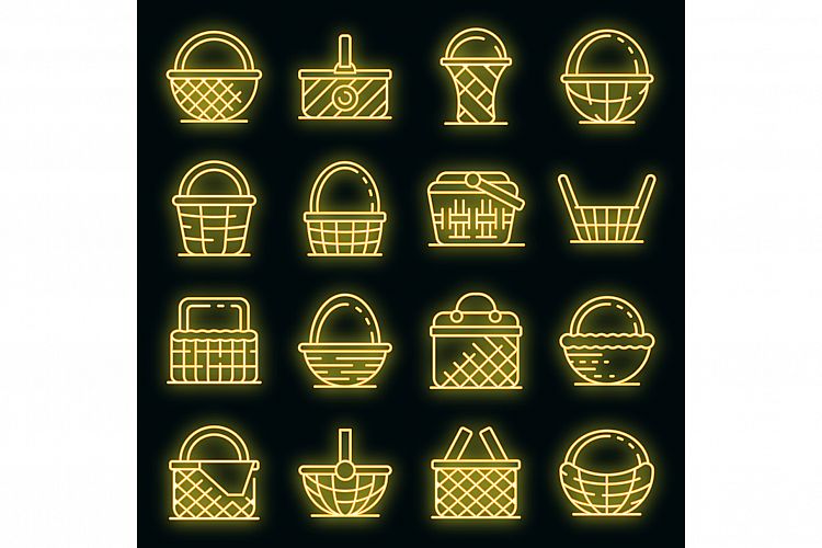 Wicker icons set vector neon example image 1