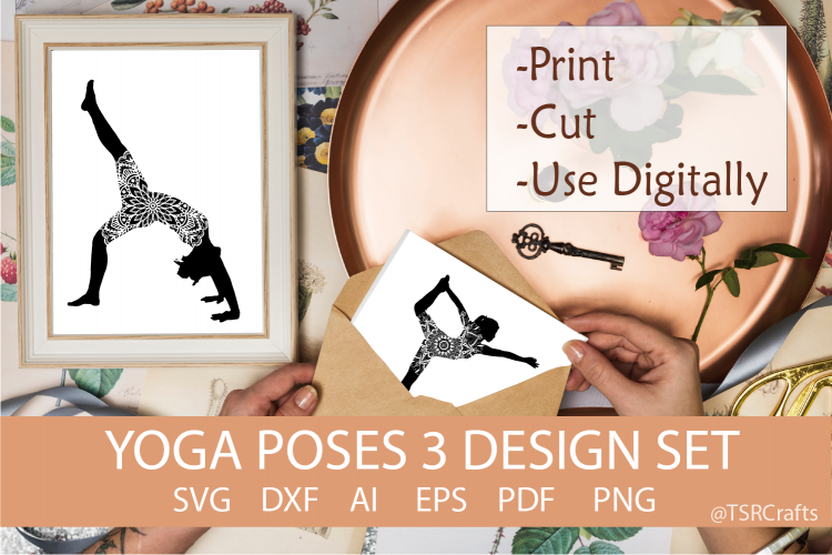 Yoga Poses 3 Design Graphic Set- Digital Cut and Clipart set